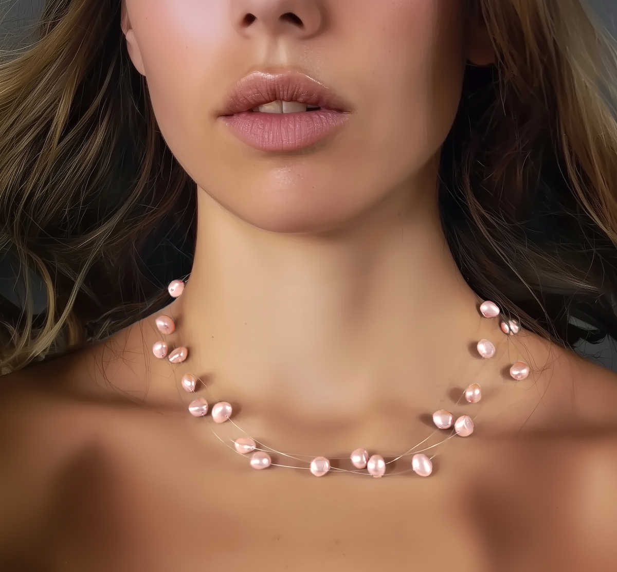 Collier Classique En Nacre Et Perles Mauves Torsadées - Style Milady Chic - Occasion Comme Neuf