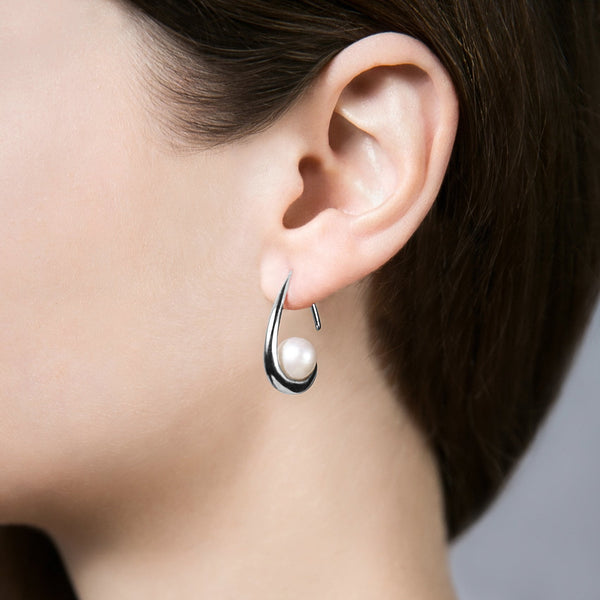 Pearl earrings Landau Silver - Snow