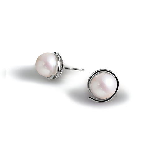 Boucles d'Oreilles  Perles de cultures d'Eau Douce à clous Argent 925