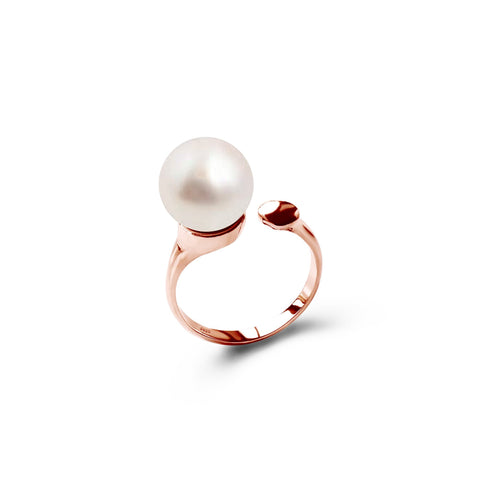 Bague  Perles de Culture d'Eau Douce Argent 925  Taille Ajustable Plaqué Or Rose