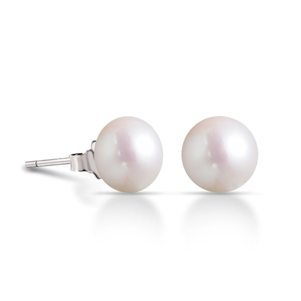 Boucles d'Oreilles  à clou avec une Perle de Cuture d'eau douce   couleur blanc nacré taille de la perle  11 mm en Argent 925
