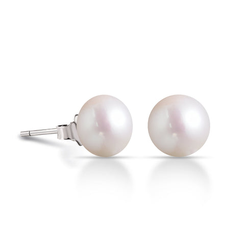 Boucles d'Oreilles  à clou avec une Perle de Cuture d'eau douce   couleur blanc nacré taille de la perle  11 mm en Argent 925