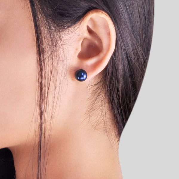 Boucles d’oreilles clou Athéna Nuit en perles de culture  11 mm d’eau douce noires – bijou femme en argent 925