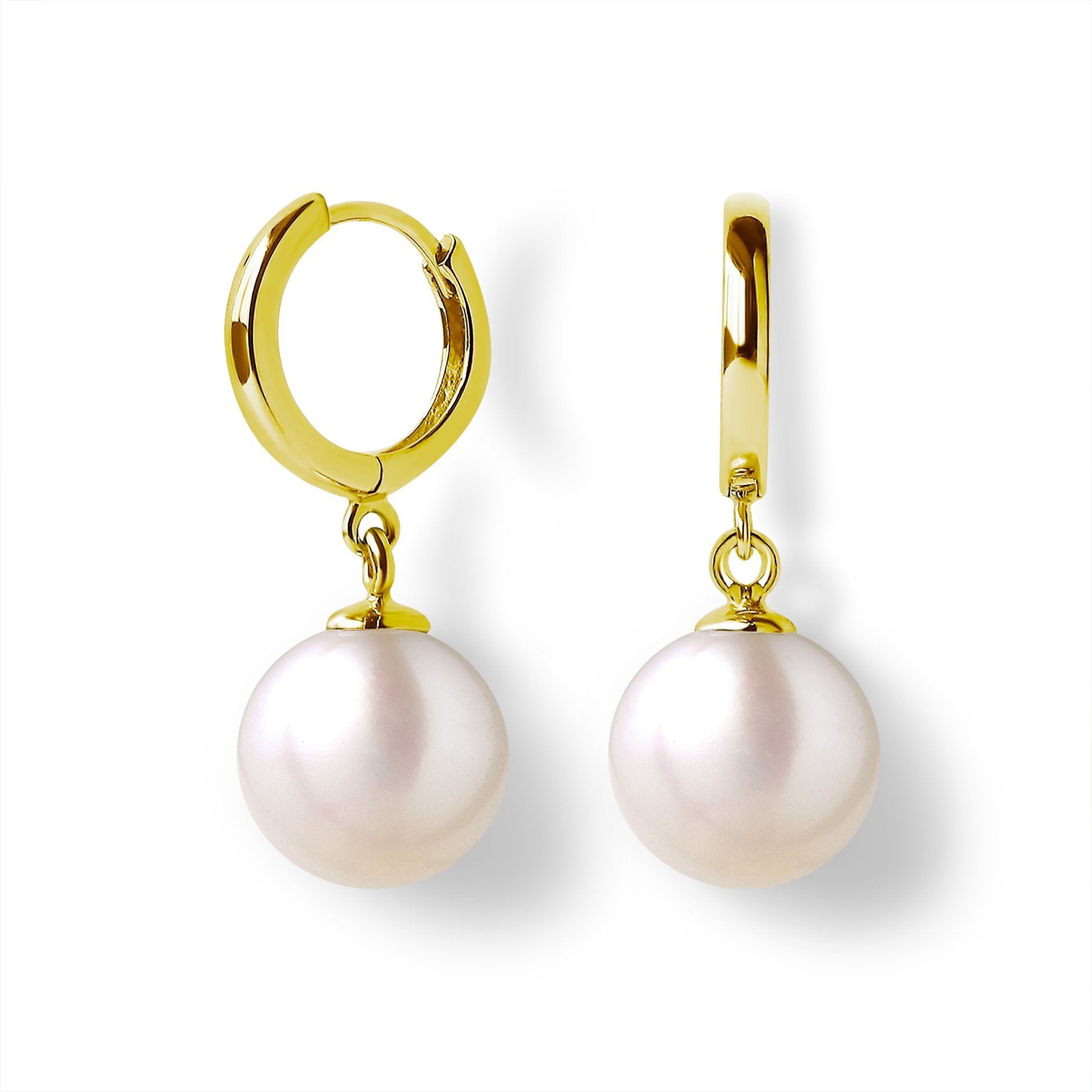 Boucles d'Oreilles  Perles de Cutures d'Eau Douce Pendentif  Argent 925 Plaqué Or