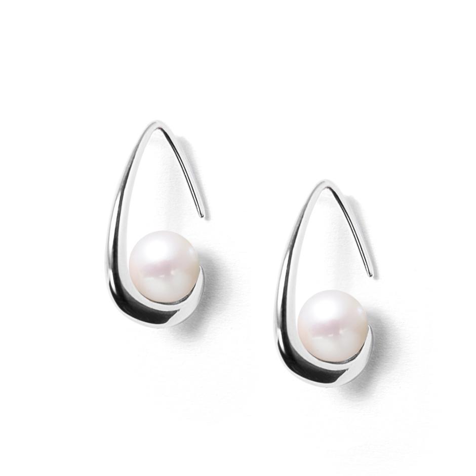 Boucles D'oreilles Argent 925 Perles D'eau Douce – Style Goujon, Neuf Sans Emballage