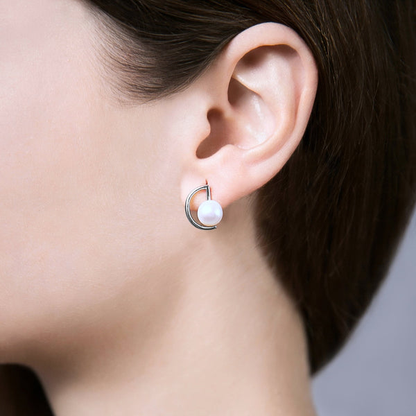 Pearl earrings Pierrot Moon - Snow