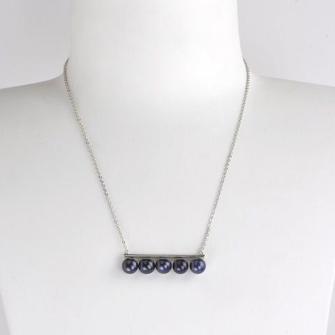 Collier 46cm Perles de Culture d'Eau Douce Pendentif Chaîne Argent 925 