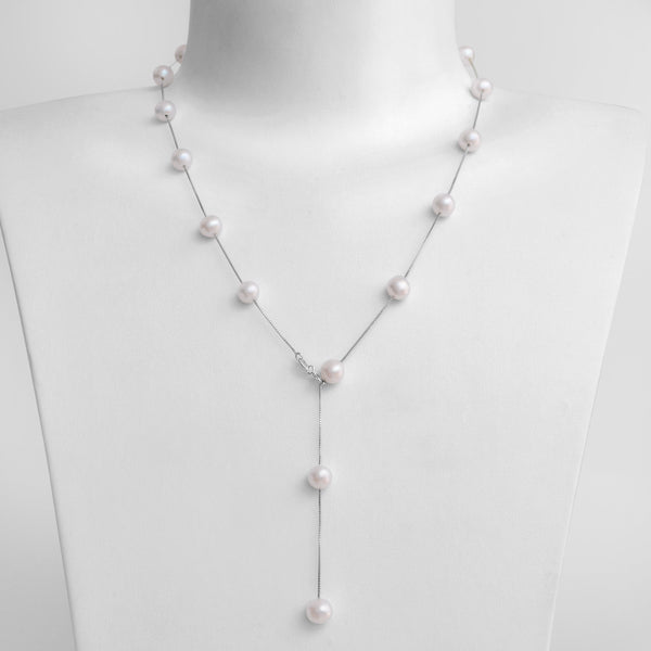 Collier 53cm Perles de Culture d'Eau Douce Chaîne Argent 925 Argent 925 