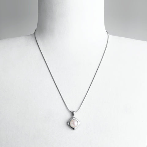 Collier 46cm Perles de Culture d'Eau Douce Pendentif Chaîne Argent 925