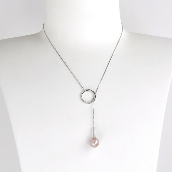 Collier 46cm Perles de Culture d'Eau Douce Pendentif Chaîne Argent 925 