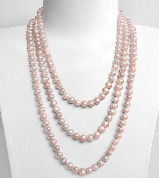 Sautoir Perles de Culture d'Eau Douce Perles de Cultures d'Eau Douce - Dauphines (7mm) - Lilas